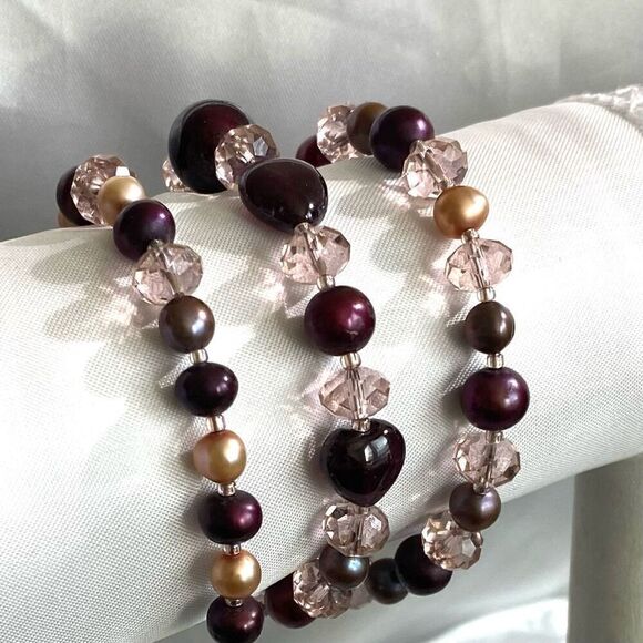 ZI# Striking Crystal, Quartz, Pearl & Silver Necklace - Picture 2 of 9